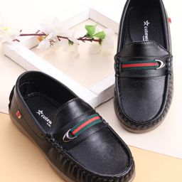Cute Walk by Babyhug Slip On Loafer Shoes with Belt Detailing - Black-image-10