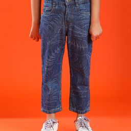 Tales & Stories Leaves Printed Jeans - Blue-image-25