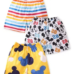 Babyhug Disney Cotton Knit Striped & Mickey Mouse Family Printed Boxers Pack of 3 - Multicolour-picture-25
