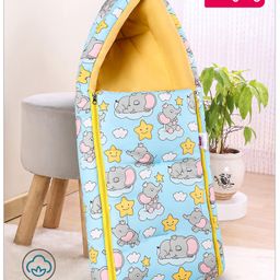 Babyhug Cotton Sleeping Bag Cum Carry Nest Elephant Print- Blue-image-47