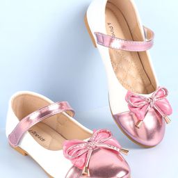 Pine Kids Velcro Closure Ballerina With Bow Applique- Pink-picture-7