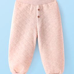 Babyhug French Terry Full Length Jogger Fit Lounge Pants with Quilting - Cream-image-13