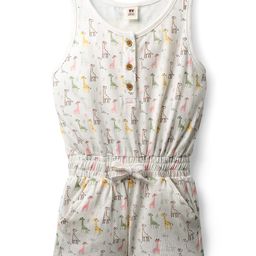 ToffyHouse Single Jersey Knit Sleeveless Jumpsuit With Animal Print - White-picture-19