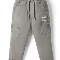 Babyhug Twill Woven Full Length Solid Trouser With Stretch - Grey-image-29