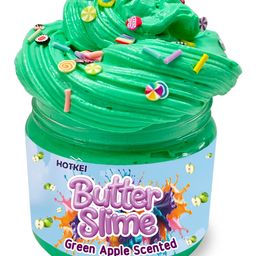 HOTKEI Green Apple Scented Butter Slime Kit for Kids (Ages 3-10)Soft, Stretchy, and Fun Sensory Toy with Candy CharmsBirthday Return Gift for Boys & Girls-26