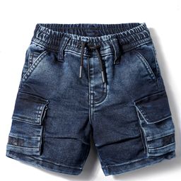 Ruff Denim Woven Above Knee Length Shorts With Side Pockets - Navy Blue-image-68