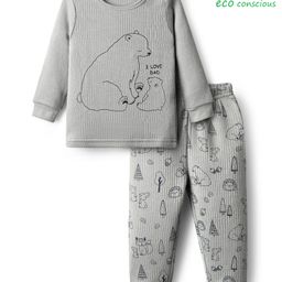 Babyoye Cotton Knit Full Sleeves Thermal Inner Wear Set with Jungle Theme Print - Grey-image-39