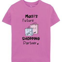 Zeezeezoo 100% Cotton Knit Family Theme Half Sleeves Masis Future Shopping Partner Text Printed Tee - Pink-picture-1