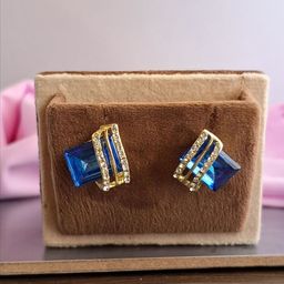 Zhouse Gold-Plated Crystals Studded Square Studs-image-24