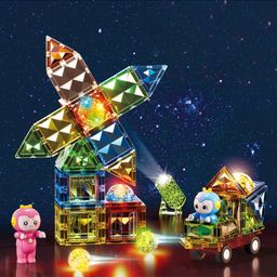 Sanjary Light Magnetic Blocks Set of 57 Pcs - Multicolor image 2