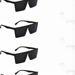 Arzonai Unisex Clear Lens & Black Rectangle Sunglasses with-picture-19