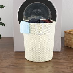 Kuber Industries 4-Pc Beige Reusable Durable Foldable Lightweight Laundry Bags With Handle image 2