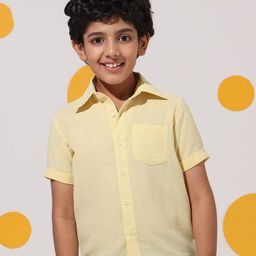 Cherry & Jerry Boys Classic Fit Solid Spread Collar Linen Casual Shirt-image-67