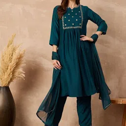 all about you Women Embroidered Regular Kurta with Trousers & Dupatta-picture-52