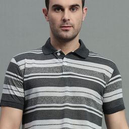GET GOLF Men Striped Polo Collar Cotton T-shirt-image-95