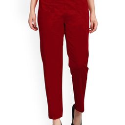 SRISARAS Women Mid Rise Slim Fit Cotton Cigarette Trousers-image-65