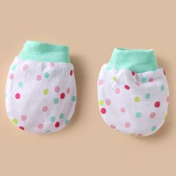 Ben Benny Interlock Knit Cap Mittens And Booties Set with Polka Dot Print White & Light Green - Diameter 10 cm image 4