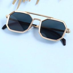 SPADEACES Unisex Aviator Sunglasses with UV Protected Lens GOLD BLACK HEXAGUN -205-picture-13