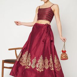 studio rasa Women Dupion Block Printed Flared Maxi Skirts image 5