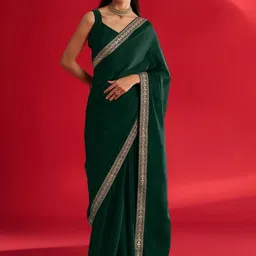 VS MALL Embroidered Poly Georgette Saree-picture-6