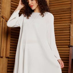 QISSA Striped Boat Neck A-Line Kurta with Trousers-18