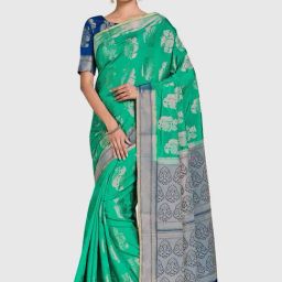 Mimosa Green Woven Sarees With Blouse-image-58