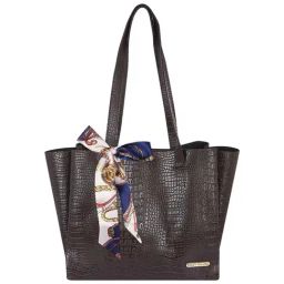 Bagsy Malone Brown Textured Medium Tote Handbag-33