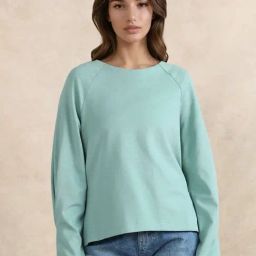 RAREISM Green Cotton Blend Solid Long Sleeves Sweatshirt-image-71