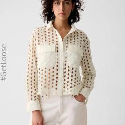 GAP White Cotton Embroidered Long Sleeves Shirt-image-17
