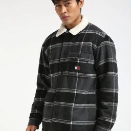 TOMMY HILFIGER Black Polyster Relaxed Fit Checks Jacket-picture-49