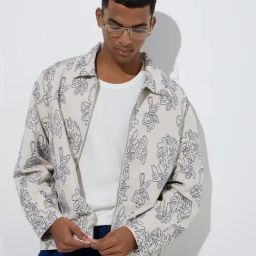 ETA by Westside Off-White Abstract Design Relaxed-Fit Cotton Jacket-image-28