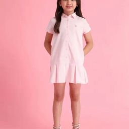 US Polo Kids Girls Pink Cotton Casual Dress-image-62