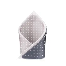 The Tie Hub Grey & White Four Square Printed Polka-Dotted Pocket Square-30