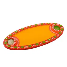 eCraftIndia Wooden Papier Mache Embossed Oval Shape Pooja Thali-image-54