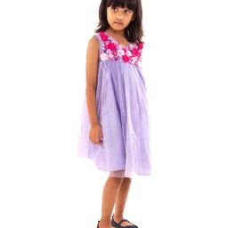 A Little Fable Kids Lavender Applique Pattern Dress-image-47