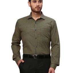 Park Avenue Green Slim Fit Check Shirt-image-45
