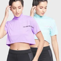 Clovia Multicolor Graphic Print Crop Top (Pack of 2)-picture-5