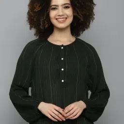 Allen Solly Green Cotton Striped Shirt-image-71