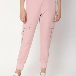 Spykar Pink Cotton Mid Rise Joggers-image-48