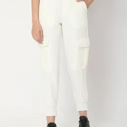 Spykar White Cotton Mid Rise Joggers-image-22