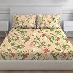 Layers Tivoli Floral Green 104 TC Cotton King Bed Sheet with 2 Pillow Covers-image-85