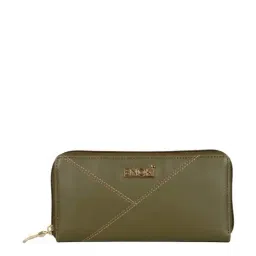 Enoki Olive Textured Zip Around Wallet for Women-image-0