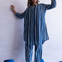TARA-C-TARA Striped Pure Cotton Top With Trouser-image-15
