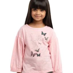 Under Fourteen Only Kids Pink Applique Full Sleeves Top-image-109