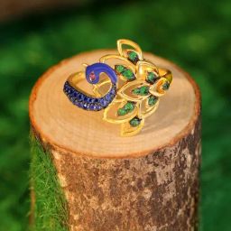 Candere by Kalyan Jewellers Peacock Collection 18k Yellow Gold with Gemstone Ring for Women-image-95