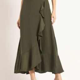 FEMMELLA Green Regular Fit Solid Skirt-image-43