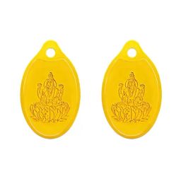 Muthoot Pappachan Swarnavarsham 24K (999) Yellow Gold Oval Lakshmi Pendant - Pack of 2-image-44