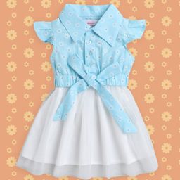 Hopscotch Girls Blue Floral Printed Dress-picture-24