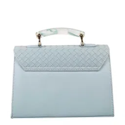 Metro Blue Synthetic Textured Satchel Handbag image 2