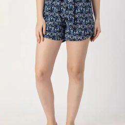 Moomaya Blue & White Printed Shorts-image-60